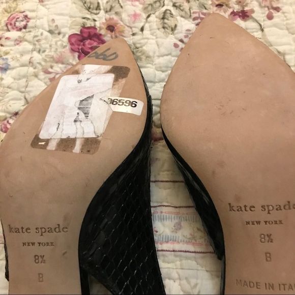 NWT $120 kate spade | Slingback Leather Heels With Bows in Black | Size 8B - Picture 14 of 14
